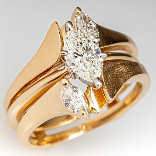 Marquise Diamond Engagement Ring Wedding Set .57ct J/VS2