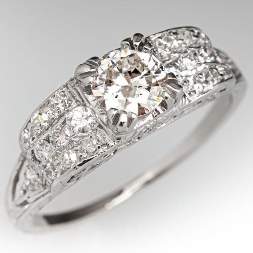 Diamond Engagement Ring w/ Accents Platinum .45ct H/VS2 Gia