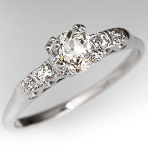 1940's Diamond Engagement Ring w/ Accents .72ct J/SI2 GIA