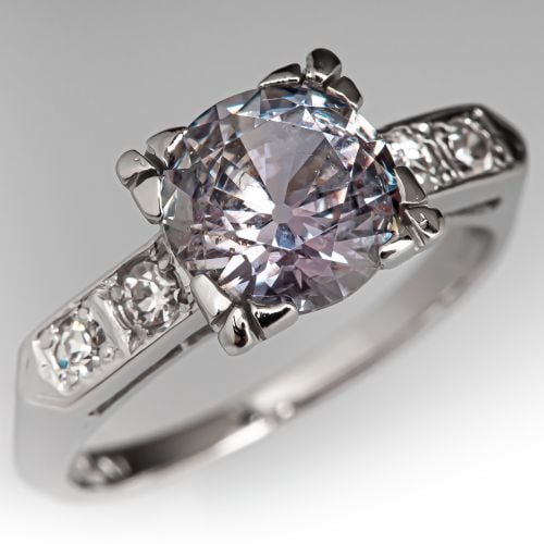 No Heat Color Change Montana Sapphire & Diamond Engagement Ring Platinum