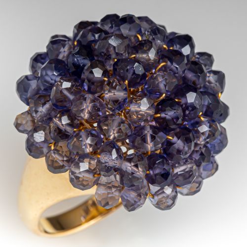 Iolite Bead Cocktail Ring 14K Yellow Gold