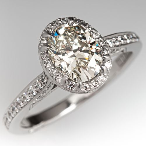 Tacori Diamond Engagement Ring w/ Accents Platinum 1.10ct Q-R/SI1