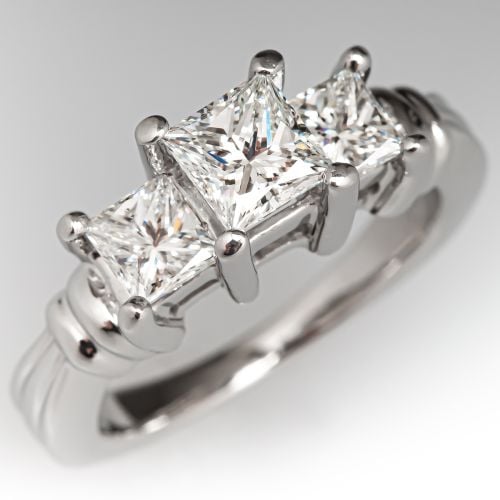 Princess Cut Diamond Engagement Ring Platinum .70ct F/SI1