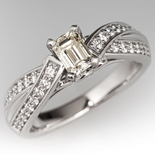 Emerald Cut Diamond Engagement Ring w/ Accents .40ct O-P/I1