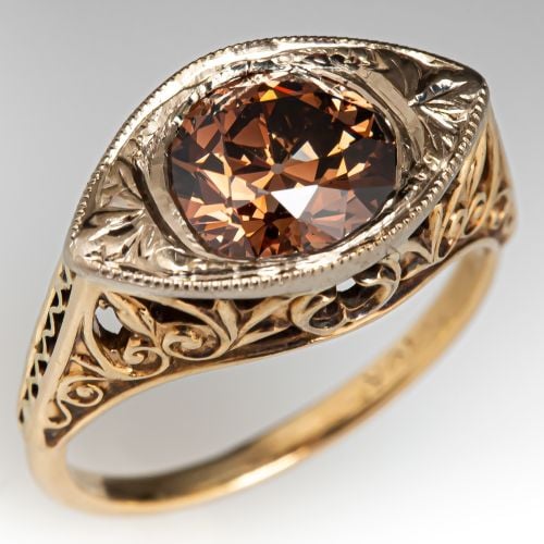 Vintage 1.25 Carat Fancy Color Old European Cut Diamond Ring GIA
