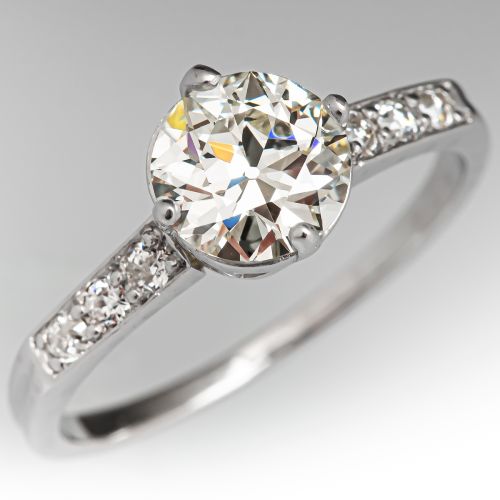 1920s Old European Cut Diamond Engagement Ring Platinum 1.10ct M/VS2 GIA