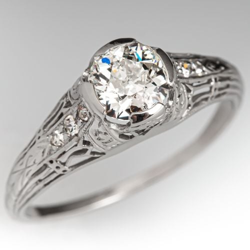 Circa 1920s Diamond Engagement Ring Platinum .60ct I/SI2 GIA