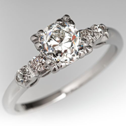 1920s Diamond Engagement Ring Platinum 1.11ct I/SI2 GIA