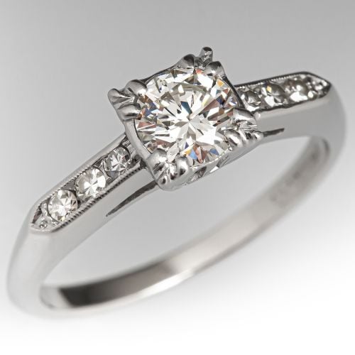 Round Brilliant Diamond Engagement Ring Platinum .50ct H/SI2 