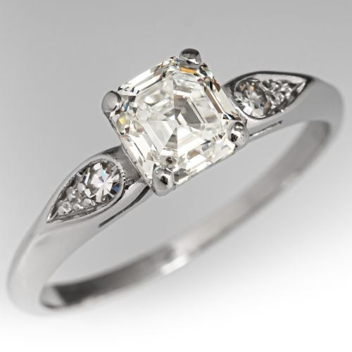 Square Emerald Diamond Engagement Ring Platinum 1.11ct K/VVS1 GIA