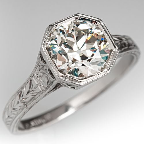 Old European Cut Diamond 1920's Engagement Ring 1.54ct J/VS2 GIA