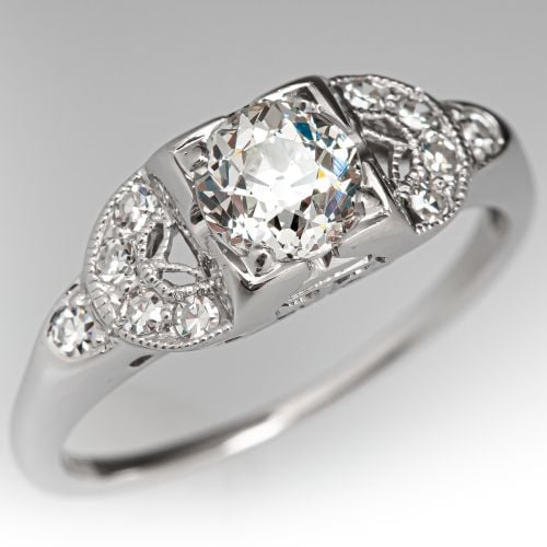 Vintage Old European Cut Diamond Engagement Ring .58ct I/VS1