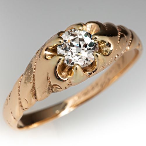 Circa 1900 Old European Cut Diamond Engagement Ring .35ct H/SI1