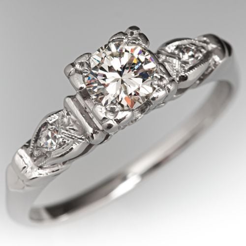 Vintage Diamond Engagement Ring w/ Accents Platinum .33ct I/VS1