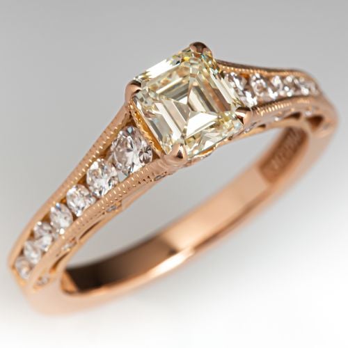 Tacori Emerald Cut Diamond Engagement Ring w/ Accents .97ct M/VS1