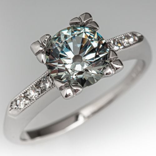 No Heat Montana Sapphire Engagement Ring w/ Diamond Accents 14K