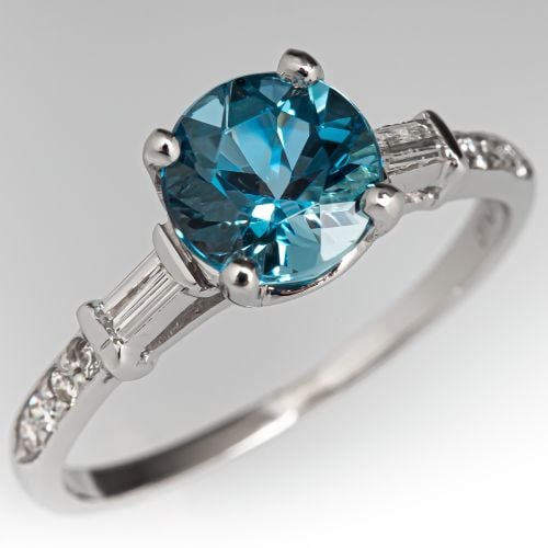 Santa Maria Aquamarine Ring w/ Diamond Accents Platinum