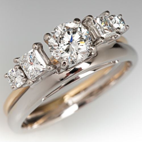 Five Stone Diamond Engagement Ring Wedding Set .72ct F/SI2