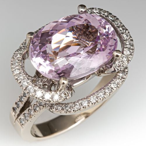 East-to-West 9ct Kunzite Ring 18K White Gold