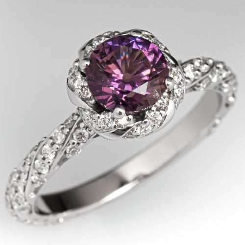 Multi-Color Sapphire Engagement Ring 14K White Gold