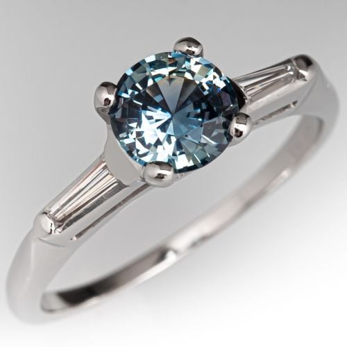Lovely Montana Sapphire Engagement Ring Platinum