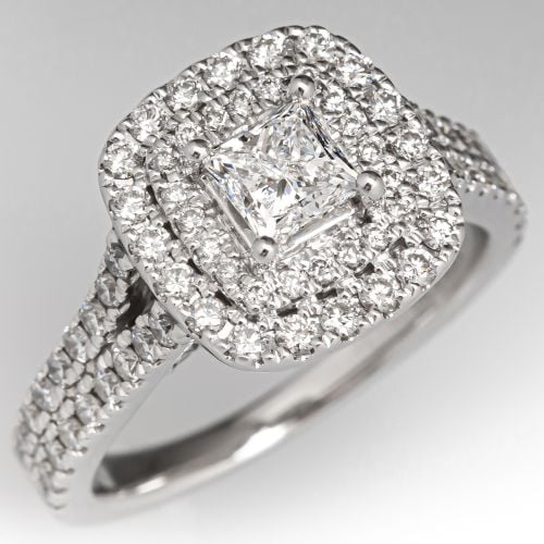 Vera Wang Princess Diamond Engagement Ring 14K White Gold