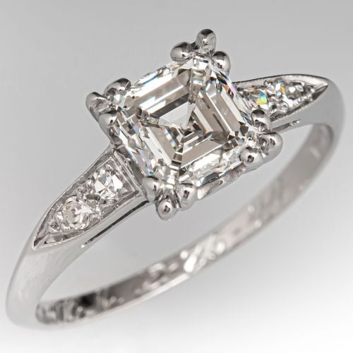 1940s 1.5 Carat Diamond Engagement Ring Platinum 1.50ct H/SI2 GIA