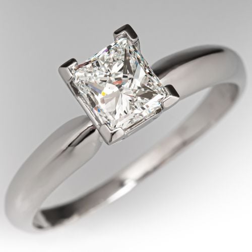 Princess Diamond Solitaire Engagement Ring Platinum 1ct F/SI1 GIA