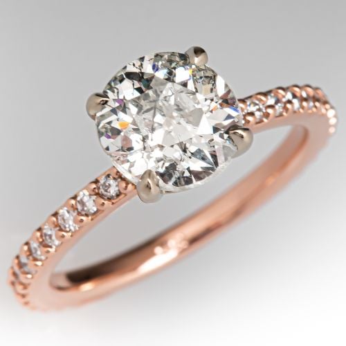 Lovely Old Euro Diamond Engagement Ring 14k Rose Gold