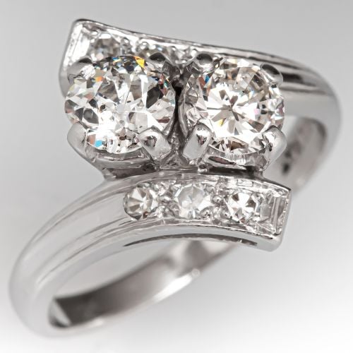 1930s Gorgeous Twin Diamond Ring Platinum
