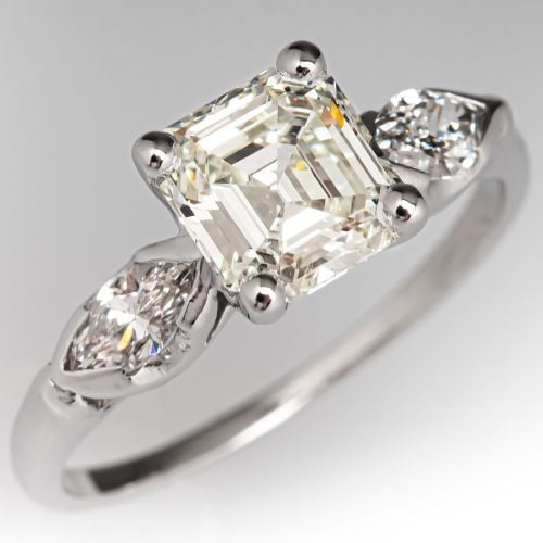 Vintage Emerald Cut Diamond Engagement Ring 1.23Ct N/VVS2 GIA