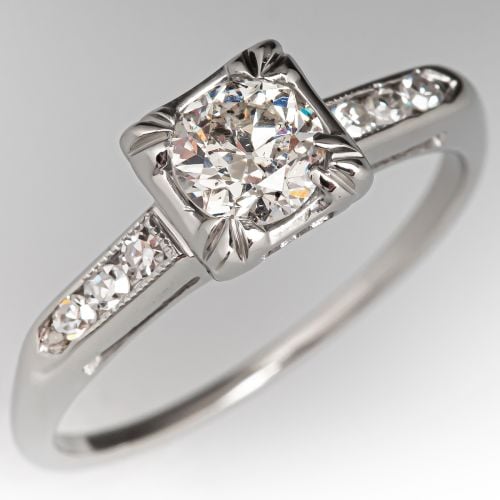 Transitional Diamond Engagement Ring 14K White Gold
