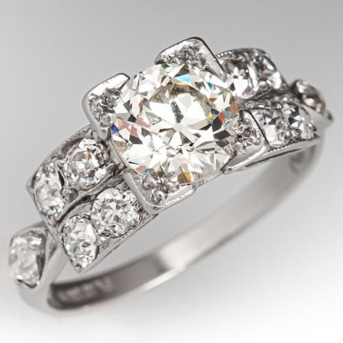 Magnificent 1902s Old Euro Diamond Engagement Ring Platinum