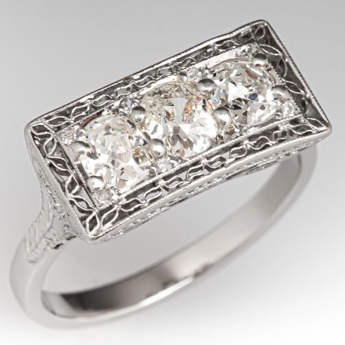 Art Deco Filigree Diamond Engagement Ring Platinum