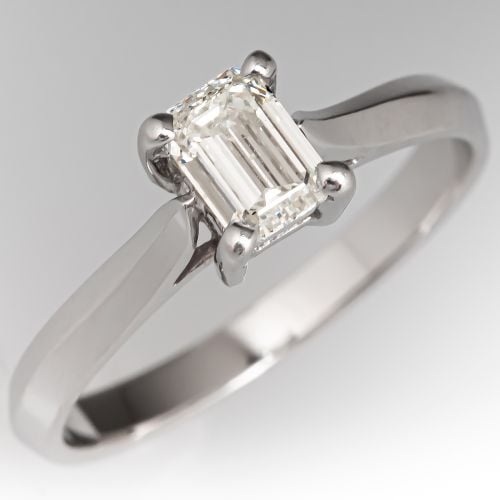 Timeless Emerald Cut Diamond Ring 14K White Gold