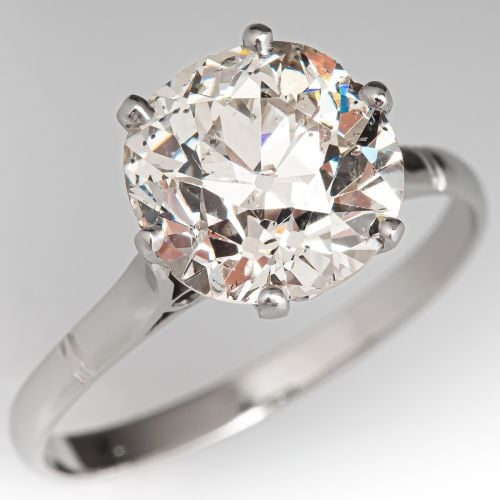 3 Carat Antique 1920s Diamond Engagement Ring Platinum 3.17Ct M/I1 GIA