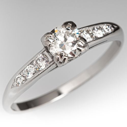 Vintage Transitional Diamond Engagement Ring Platinum 