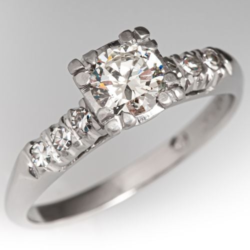 Vintage Diamond Engagement Ring Platinum .47Ct E/VVS2