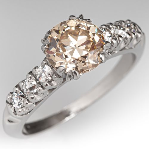 Lovely Old European Diamond Engagement Ring Platinum