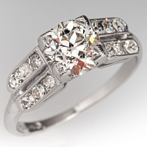 Circa 1920s 1 Carat Diamond Engagement Ring Platinum 1.00ct I/VS2 GIA