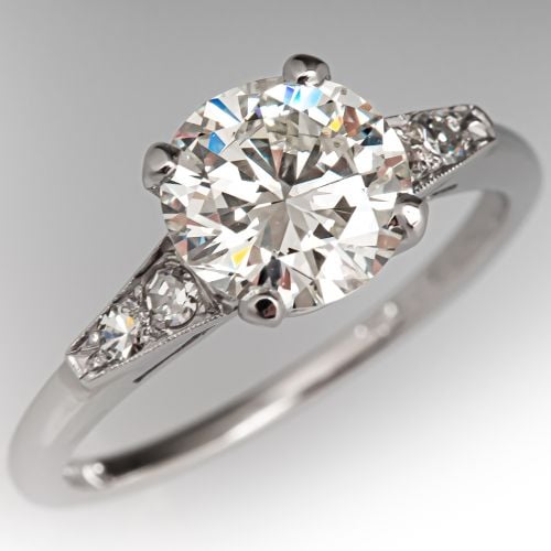 1.50Ct Vintage 1950s Diamond Engagement Ring Platinum