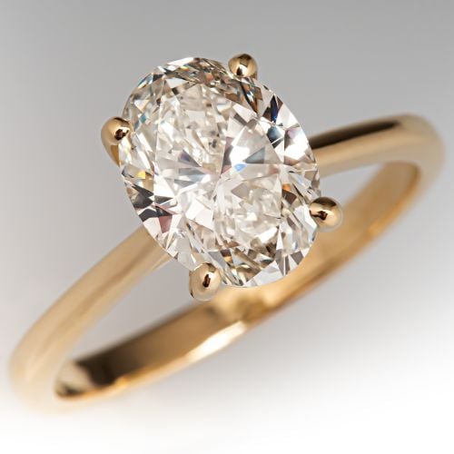 Solitaire Oval Diamond Engagement Ring 14K Yellow Gold 2.01Ct L/SI2 GIA