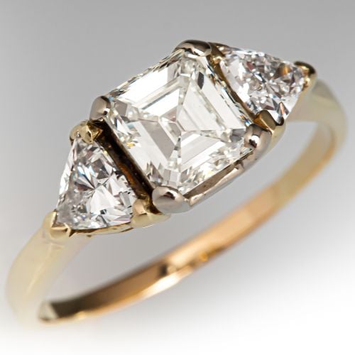 Emerald Cut Diamond Engagement Ring 14K Yellow Gold 1.01Ct L/VS2 GIA