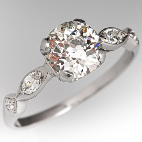 1930s Old Euro Diamond Engagement Ring Platinum 1.03Ct K/VVS2 GIA