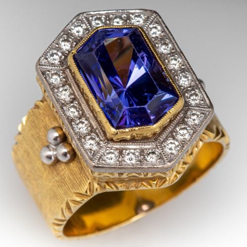 Andrew Sarosi 12 Carat Tanzanite Ring w/ Diamonds 18K Gold