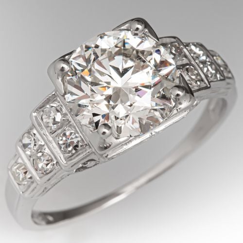 Vintage Diamond Engagement Ring 18K White Gold 2.01Ct G/I1