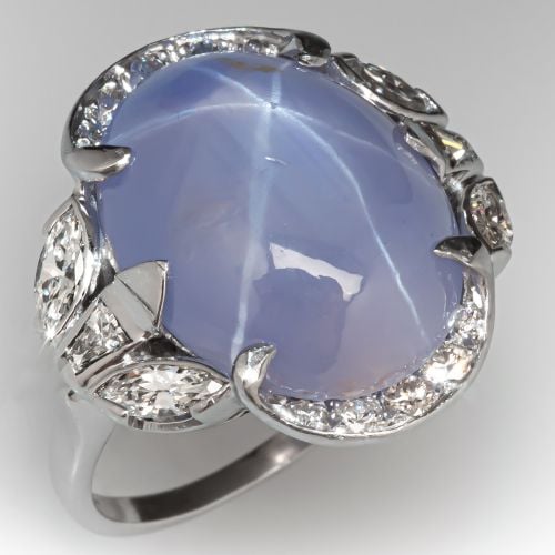 Stunning Vintage Star Sapphire & Diamond Ring Platinum
