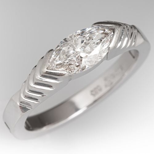 East-To-West Set Marquise Diamond Ring 14K White Gold