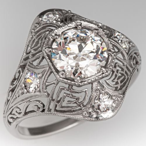 Fabulous Art Deco Diamond Engagement Ring 1.27Ct H/VS1 GIA