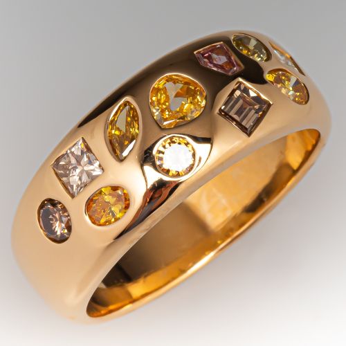 Fabulous Hans D. Krieger Fancy Color Diamond Ring 18K Yellow Gold